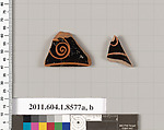 Terracotta fragments of stemless kylikes (drinking cups), Terracotta, Greek, Attic