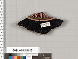 Terracotta fragment of a stemless kylix (drinking cup), Terracotta, Greek, Attic