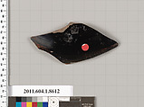 Terracotta fragment of a stemless kylix (drinking cup), Terracotta, Greek, Attic