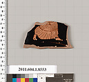 Terracotta fragment of a stemless kylix (drinking cup), Terracotta, Greek, Attic