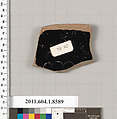 Terracotta fragment of a stemless kylix (drinking cup), Terracotta, Greek, Attic