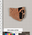 Terracotta fragment of a stemless kylix (drinking cup), Terracotta, Greek, Attic