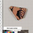Terracotta fragment of a kylix (drinking cup), Terracotta, Greek, Attic