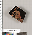 Terracotta fragment of a stemless cup, Terracotta, Greek, Attic