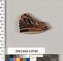 Terracotta fragment of a stemless cup, Terracotta, Greek, Attic