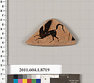 Terracotta fragment of a kylix (drinking cup), Terracotta, Greek, Attic