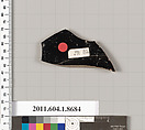 Terracotta fragment of a stemless kylix (drinking cup), Terracotta, Greek, Attic