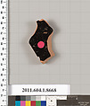 Terracotta rim fragment of a stemless? kylix (drinking cup), Terracotta, Greek, Attic