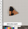 Terracotta rim fragment of a stemless? kylix (drinking cup), Terracotta, Greek, Attic