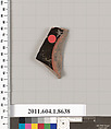 Terracotta fragment of a stemless kylix (drinking cup), Terracotta, Greek, Attic
