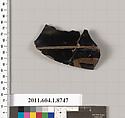 Terracotta fragment of a kylix (drinking cup), Terracotta, Greek, Attic