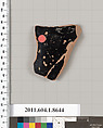 Terracotta fragment of a stemless kylix (drinking cup), Terracotta, Greek, Attic