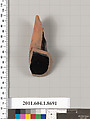 Terracotta fragment of a stemless kylix (drinking cup), Terracotta, Greek, Attic