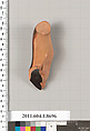 Terracotta fragment of a stemless kylix (drinking cup), Terracotta, Greek, Attic