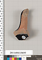 Terracotta fragment of a stemless kylix (drinking cup), Terracotta, Greek, Attic