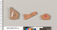 Terracotta fragments of a psykter (vase for cooling wine), Terracotta, Greek, Attic