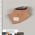 Terracotta fragment of a stamnos (jar), Terracotta, Greek, Attic