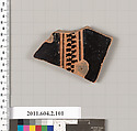 Terracotta fragment of a pelike (jar), Terracotta, Greek, Attic