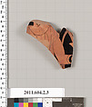 Terracotta fragment of a neck-amphora (jar), Terracotta, Greek, Attic