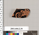 Terracotta fragment of a psykter (vase for cooling wine), Terracotta, Greek, Attic