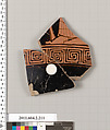 Terracotta fragment of a stamnos (jar), Terracotta, Greek, Attic