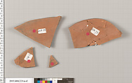 Terracotta fragments of a psykter (vase for cooling wine), Terracotta, Greek, Attic