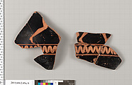 Terracotta fragments of a pelike (jar), Terracotta, Greek, Attic