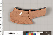 Terracotta fragment of a column-krater (bowl for mixing wine and water), Terracotta, Greek, Attic