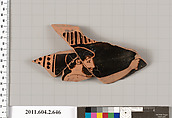 Terracotta fragment of a column-krater (bowl for mixing wine and water), Terracotta, Greek, Attic