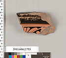 Terracotta fragment of a calyx-krater (bowl for mixing wine and water), Terracotta, Greek, Attic