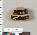Terracotta fragment of a column-krater (bowl for mixing wine and water), Terracotta, Greek, Attic