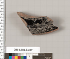 Terracotta fragment of a column-krater (bowl for mixing wine and water), Terracotta, Greek, Attic