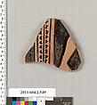 Terracotta fragment of a column-krater (bowl for mixing wine and water), Terracotta, Greek, Attic