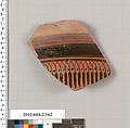 Terracotta fragment of a column-krater (bowl for mixing wine and water), Terracotta, Greek, Attic