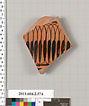 Terracotta fragment of a column-krater (bowl for mixing wine and water), Terracotta, Greek, Attic