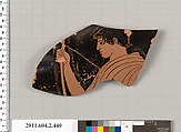 Terracotta fragment of a column-krater (bowl for mixing wine and water), Terracotta, Greek, Attic