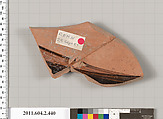 Terracotta fragment of a column-krater (bowl for mixing wine and water), Terracotta, Greek, Attic