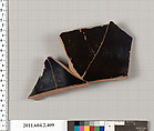 Terracotta fragment of a column-krater (bowl for mixing wine and water), Terracotta, Greek, Attic