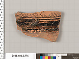 Terracotta fragment of a column-krater (bowl for mixing wine and water), Terracotta, Greek, Attic