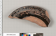 Terracotta fragment of a column-krater (bowl for mixing wine and water), Terracotta, Greek, Attic