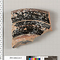 Terracotta fragment of a column-krater (bowl for mixing wine and water), Terracotta, Greek, Attic