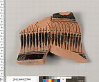 Terracotta fragment of a column-krater (bowl for mixing wine and water), Terracotta, Greek, Attic