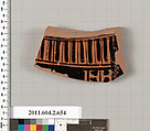 Terracotta fragment of a column-krater (bowl for mixing wine and water), Terracotta, Greek, Attic