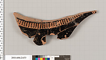 Terracotta fragment of a stamnos (jar) or a column-krater (bowl for mixing wine and water), Terracotta, Greek, Attic