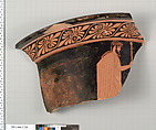 Terracotta fragment of a calyx-krater (bowl for mixing wine and water), Terracotta, Greek, Attic