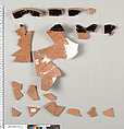 Terracotta fragments of a psykter (vase for cooling wine), Attributed to Euphronios [Martine Denoyelle], Terracotta, Greek, Attic