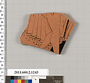 Terracotta fragment of a skyphos (deep drinking cup), Terracotta, Greek, Attic