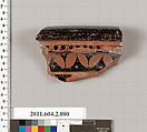 Terracotta fragment of a bell-krater (bowl for mixing wine and water), Terracotta, Greek, Attic