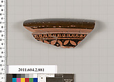 Terracotta fragment of a bell-krater (bowl for mixing wine and water), Terracotta, Greek, Attic