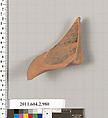 Terracotta fragment of an oinochoe (jug), Terracotta, Greek, Attic